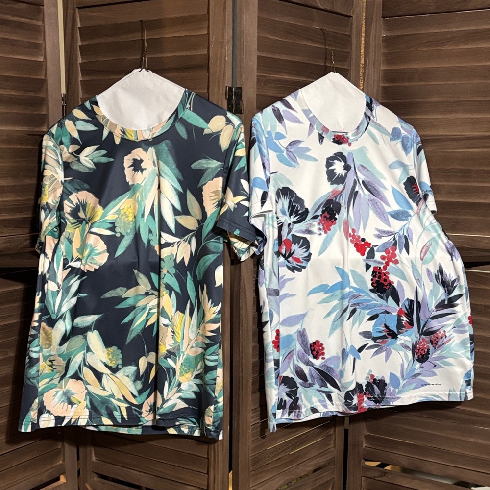 Set of 2, Floral Print Columbia Shirts